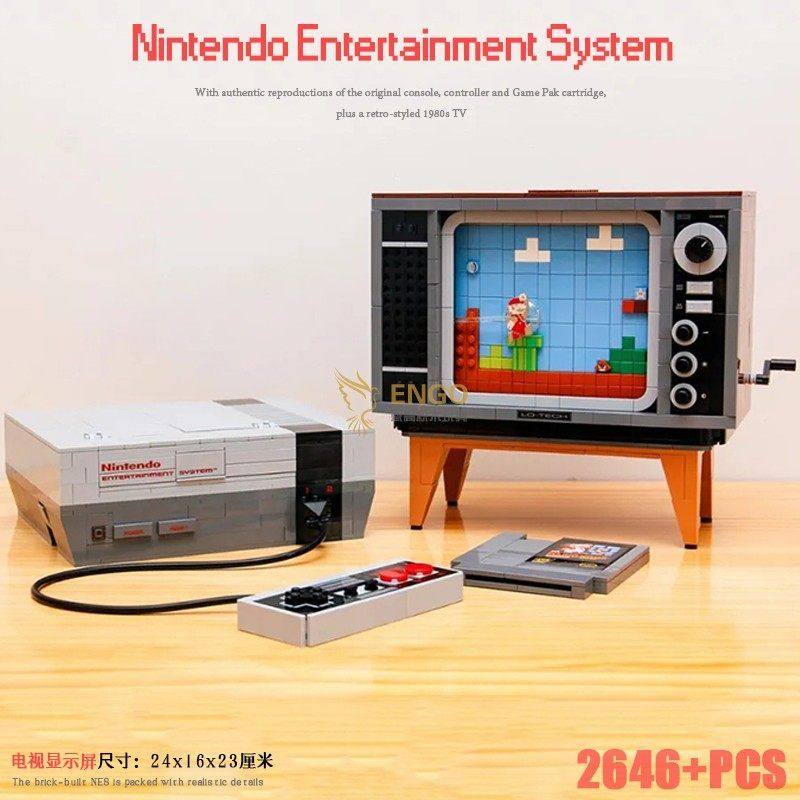 拼图拼搭超级马里奥任天堂NES复古红白游戏机拼装中国积木玩具