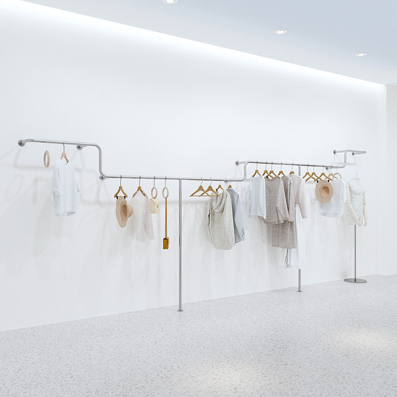 服装展示架陈列架挂衣杆女装店货架专用架落地式童装不锈钢上墙架