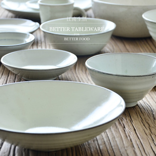 江南生活新品素心粗陶餐具西餐盘牛排盘汤碗饭碗马克杯咖啡杯碟