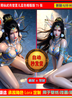 激萌原创75张 1057期仙武传楚萱儿蓝色婚服版6K手机壁纸