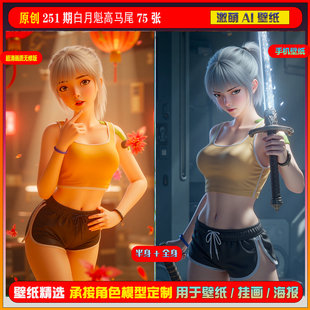 251期白月魁高马尾75张 短视频同期扩展图包手机壁纸