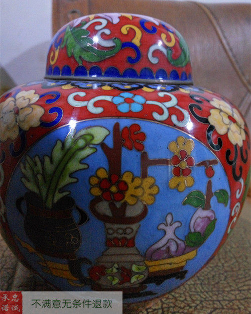 手工景泰蓝花瓶铜胎掐丝珐琅实地磨光红地掐丝盆景6寸西瓜罐 瓶,家居饰品,花瓶,淘宝优惠券,粉丝福利购,淘宝优惠卷