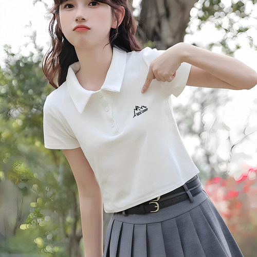 2026夏季新款短款POLO衫女修身显瘦小清新学院风上衣