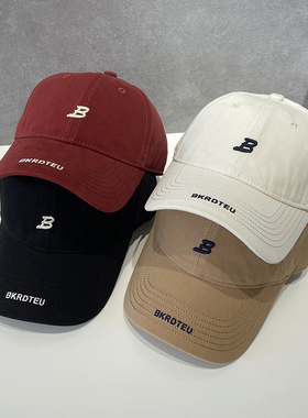 小字母B软顶棒球帽子女 春夏潮流时尚休闲百搭简约出游鸭舌帽男