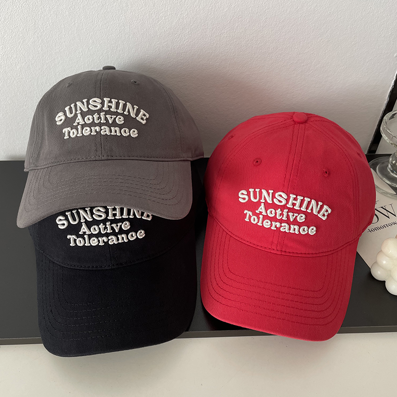 SUNSHINE字母刺绣棒球帽男女同款春天时尚休闲百搭软顶鸭舌帽显瘦