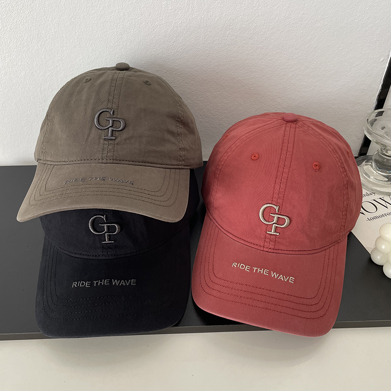 CP字母刺绣软顶鸭舌帽男女同款 春夏休闲复古做旧薄款棒球帽显瘦