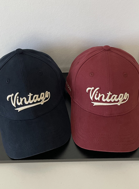 Vintage立体字母硬顶棒球帽男女款时尚休闲百搭出游遮阳鸭舌帽