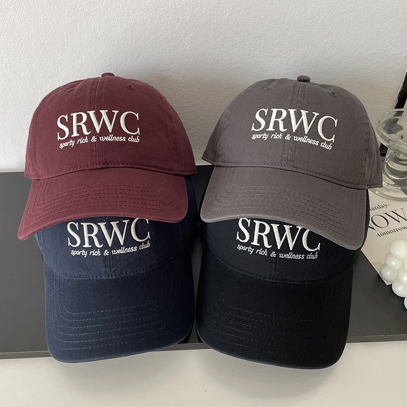 SRWC字母刺绣软顶鸭舌帽子女韩版时尚休闲出游百搭情侣款棒球帽男