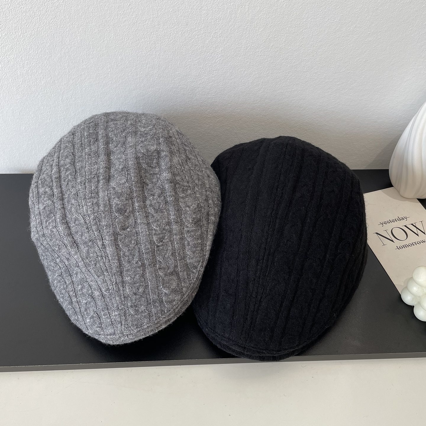 2025秋冬款麻花条纹针织前进帽子女时尚百搭潮流出街休闲鸭舌帽男