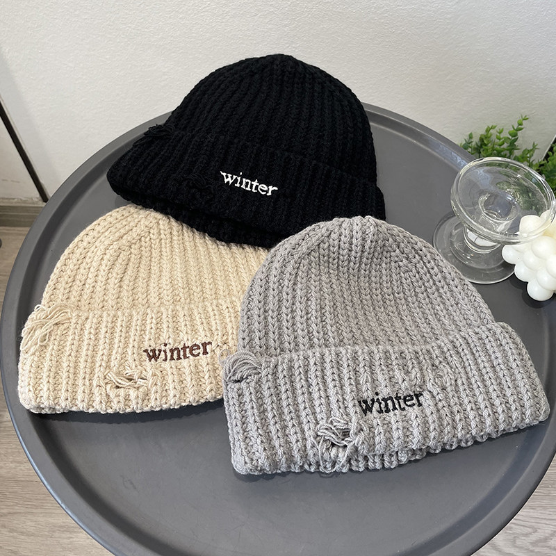 winter刺绣毛线帽子女秋冬时尚破洞设计潮流休闲百搭针织帽男,服饰配件/皮带/帽子/围巾,帽子,淘宝优惠券,粉丝福利购,淘宝优惠卷