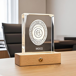 水晶3D内雕奖杯照片K9定制LOGO设计优秀员工颁奖纪念退休公司礼品