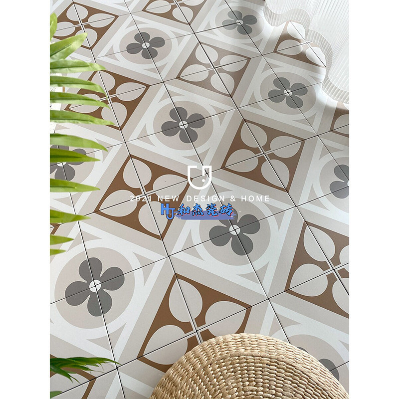 佛山小砖法式奶油风小花砖玄关阳台地砖浴室花片瓷砖卫生间瓷砖