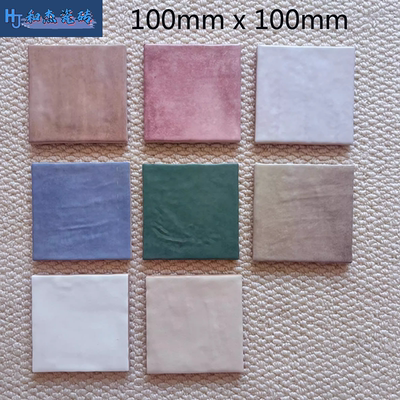 粉色渐变小方砖100x100厨房卫生间墙地砖餐厅吧台民宿咖啡厅瓷砖