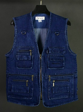 仰泳商店 OlympinA 多口袋牛仔路亚功能户外工装马甲vintage古着