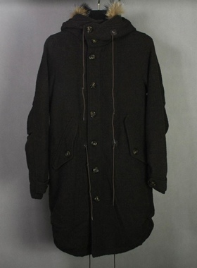 仰泳商店 Johnbull 羊毛呢拉链连帽长款秋冬大衣外套vintage古着