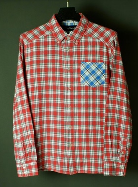 仰泳商店 Play Cloths 街头格子贴布复古衬衫vintage古着