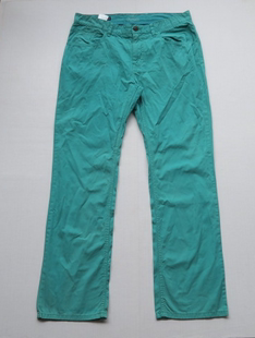 32码 绿色舒适棉休闲直筒长裤 美单T家男士