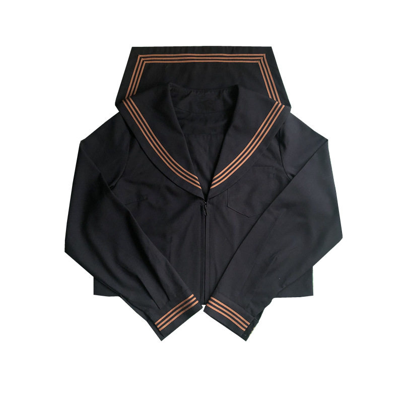 ORTHODOX BASIC TEA THREE MAIN LINE JAPANESE JK UNIFORM LONG SLEEVE KANSAI PLACKET SAILOR SUIT MID WEAR PLEATED SKIRT SET