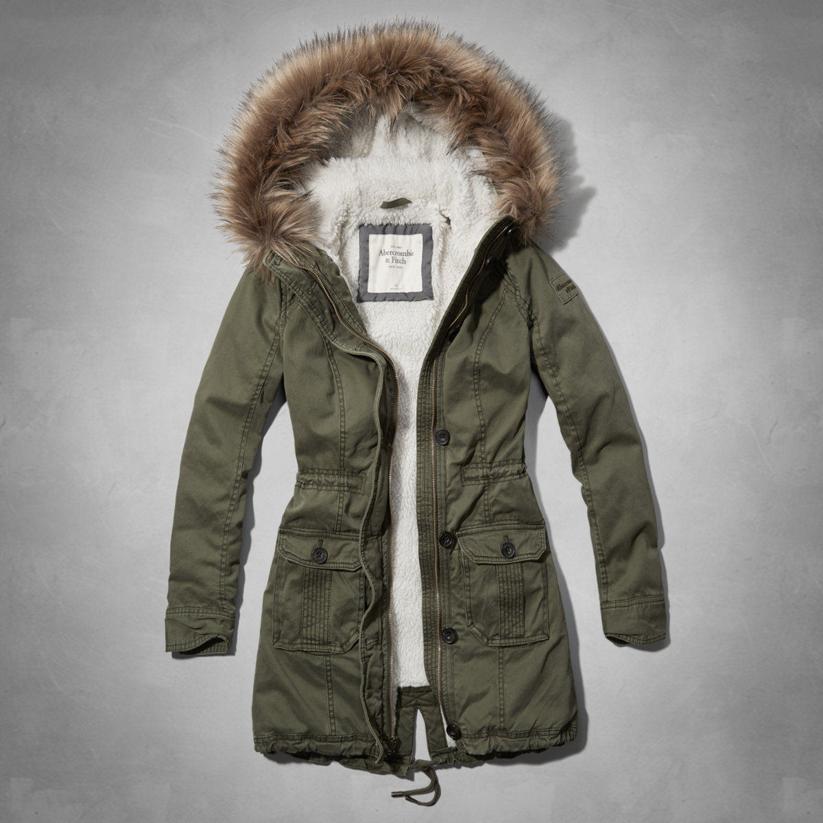 AF女羊羔绒外套中长款棉衣连帽带毛保暖秋冬百搭时尚潮修身显瘦