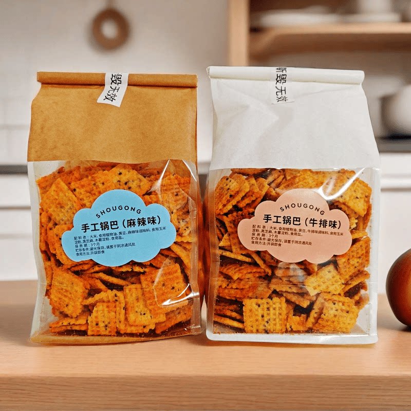宁波食颜悦色桑坡锅巴500g豆香手工锅巴牛排味麻辣味儿时怀旧零食