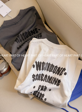 W家2026新款鹿晗同款潮牌短袖T恤卡通涂鸦字母海报印花半袖上衣潮