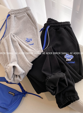 PART OF HEART裤子春季狐狸刺绣联名抽绳卫裤宽松男女休闲长裤潮