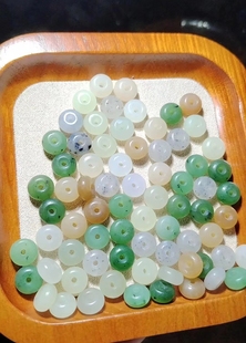 天然和田玉平安扣散珠配件碧玉糖玉黄口料白玉8mm算盘珠三个起拍
