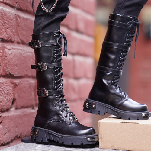 BJD娃鞋 机车风id75SD17 68/70叔 朋克风高筒靴 现货