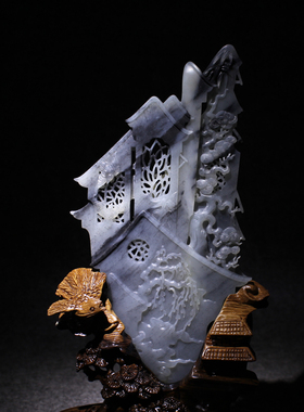 青花籽料小摆件新疆和田玉