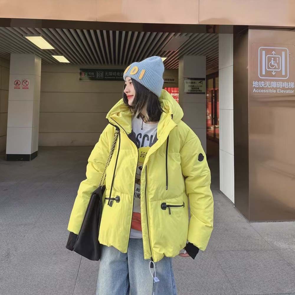 欧洲站2025冬季新款休闲宽松连帽糖果色白鸭绒羽绒服面包服女多色