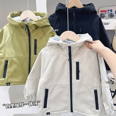 加绒秋冬连帽防风套外中大童