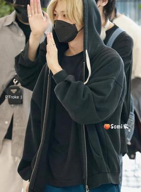 somi家  韩国直邮FP142基础款加绒拉链卫衣李龙馥同款ins爆款