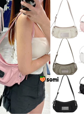 somi家直邮~韩国 matinkim小巧新款蝴蝶结褶皱亮面月牙手挂包6