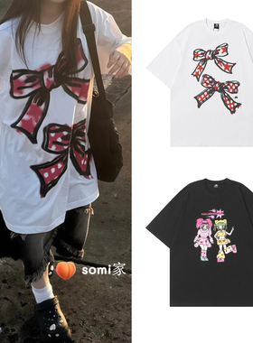 【现货】韩国NGC林娜琏姜涩琪同款新款松美少女涂鸦宽松T恤上衣女