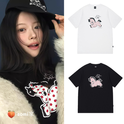 somi家 韩国直邮 马年限定 LMC波点可爱小马印花宽松短袖T恤女