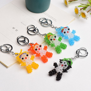 地摊热卖DIY珠4MM奥运福娃吊坠钥匙扣 成品