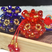 成品 8mm钱袋水晶手工编织吊坠包挂饰品