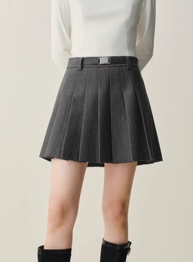 商场同款2025冬季新款女装百褶半身裙女短裙灰色A字短裙A1GEF4237