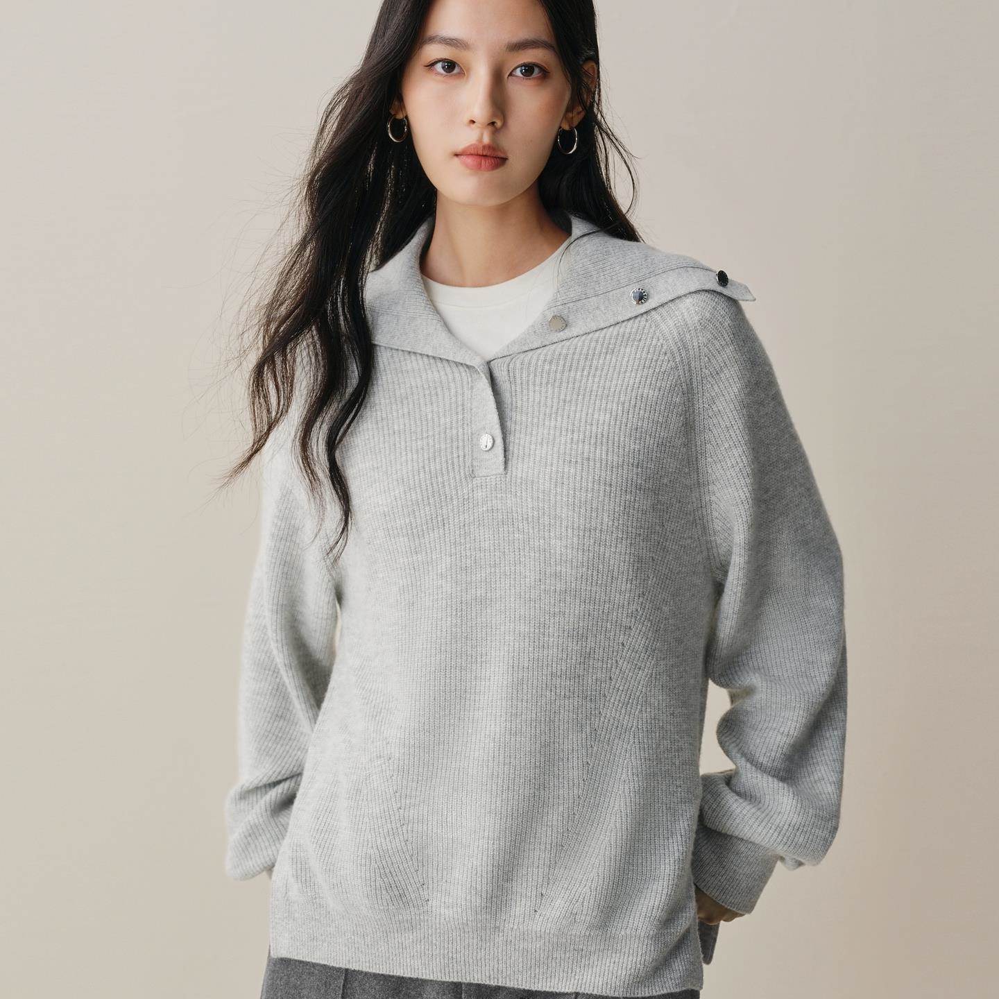 【商场同款】2025冬新款时尚百搭大翻领时尚针织衫毛衣A1EEF4341