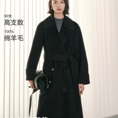 商场同款25冬季款女装甄毛系列焦点大衣高支大衣A1AAF4333