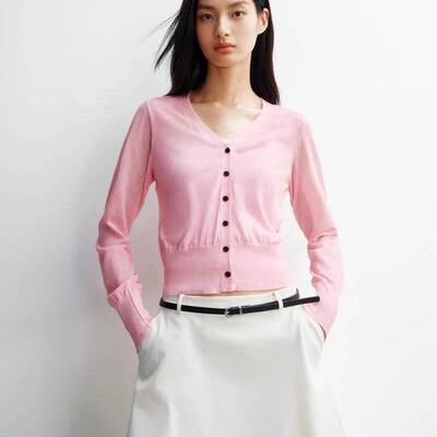 商场同款26春装款女装开衫外套女修V领长袖针织毛衣上衣A3EDG1335