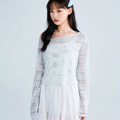 【商场同款】2025夏新镂空宽松针织衫空调小衫宽松罩衫C1EEF2411