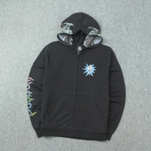 全包围拉链设计 棉质抓绒混纺原旦外矛V大童抓绒连帽卫衣