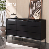 烤漆九斗柜意式 极简客厅卧室阻尼抽屉储物收纳北欧现代指纹锁柜子