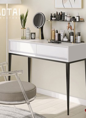 意式极简烤漆梳妆台现代简约奶油风设计师格北欧卧室化妆床尾书桌
