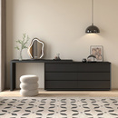 烤漆梳妆台源头工厂斗柜一体意式 极简实木卧室电视柜伸缩化妆书桌