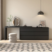 烤漆梳妆台源头工厂斗柜一体意式 极简实木卧室电视柜伸缩化妆书桌