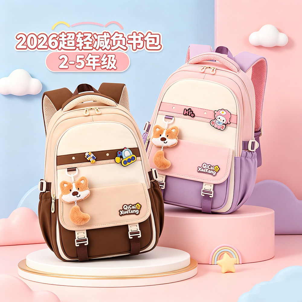 新款书包小学生二三四年级减负护书包