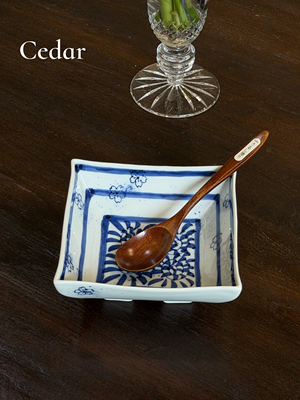 日本制蛸唐草方钵菜盘水果盘沙拉碗甜品盘手绘青花精品陶瓷餐具