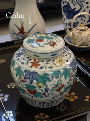 cedar景德镇手绘茶叶罐储物柜满绘精工